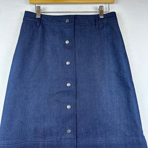 Brooks Brothers Button Denim Chambray Skirts Size 6 Casual Preppy Pinup Classy - Picture 4 of 12